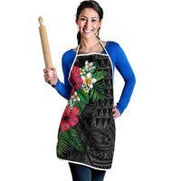 Hawaiian Tropical Plants Apron Kakau Tattoo and Polynesian Pattern Half Black Color LT03 - Polynesian Pride