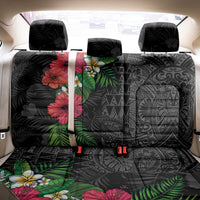 Hawaiian Tropical Plants Back Car Seat Cover Kakau Tattoo and Polynesian Pattern Half Black Color LT03 - Polynesian Pride