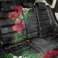 Hawaiian Tropical Plants Back Car Seat Cover Kakau Tattoo and Polynesian Pattern Half Black Color LT03 - Polynesian Pride