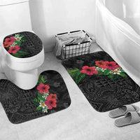 Hawaiian Tropical Plants Bathroom Set Kakau Tattoo and Polynesian Pattern Half Black Color LT03 Mat Set Only (3 pcs) One Size Black - Polynesian Pride