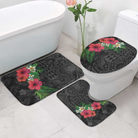 Hawaiian Tropical Plants Bathroom Set Kakau Tattoo and Polynesian Pattern Half Black Color LT03 - Polynesian Pride