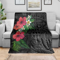 Hawaiian Tropical Plants Blanket Kakau Tattoo and Polynesian Pattern Half Black Color LT03 - Polynesian Pride