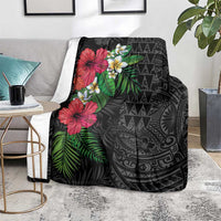 Hawaiian Tropical Plants Blanket Kakau Tattoo and Polynesian Pattern Half Black Color LT03 - Polynesian Pride