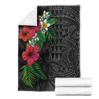 Hawaiian Tropical Plants Blanket Kakau Tattoo and Polynesian Pattern Half Black Color LT03 - Polynesian Pride