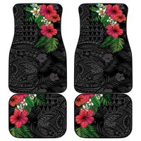 Hawaiian Tropical Plants Car Mats Kakau Tattoo and Polynesian Pattern Half Black Color LT03 - Polynesian Pride