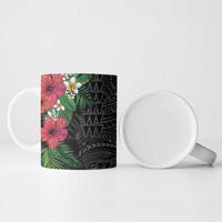 Hawaiian Tropical Plants Ceramic Mug Kakau Tattoo and Polynesian Pattern Half Black Color LT03 - Polynesian Pride