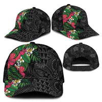 Hawaiian Tropical Plants Classic Cap Kakau Tattoo and Polynesian Pattern Half Black Color LT03 - Polynesian Pride