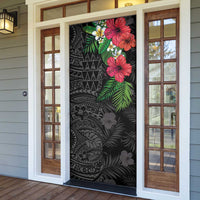 Hawaiian Tropical Plants Door Cover Kakau Tattoo and Polynesian Pattern Half Black Color LT03 - Polynesian Pride