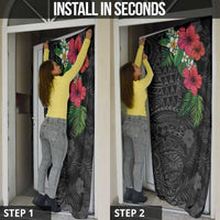 Hawaiian Tropical Plants Door Cover Kakau Tattoo and Polynesian Pattern Half Black Color LT03 - Polynesian Pride