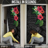 Hawaiian Tropical Plants Door Cover Kakau Tattoo and Polynesian Pattern Half Black Color LT03 - Polynesian Pride