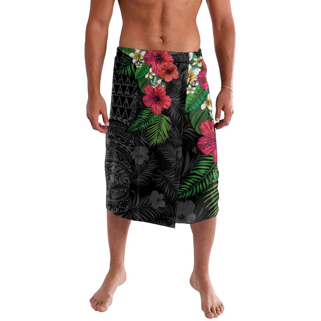Hawaiian Tropical Plants Lavalava Kakau Tattoo and Polynesian Pattern Half Black Color