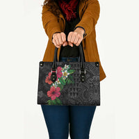 Hawaiian Tropical Plants Leather Bag Kakau Tattoo and Polynesian Pattern Half Black Color LT03 - Polynesian Pride