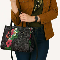 Hawaiian Tropical Plants Leather Bag Kakau Tattoo and Polynesian Pattern Half Black Color LT03 - Polynesian Pride
