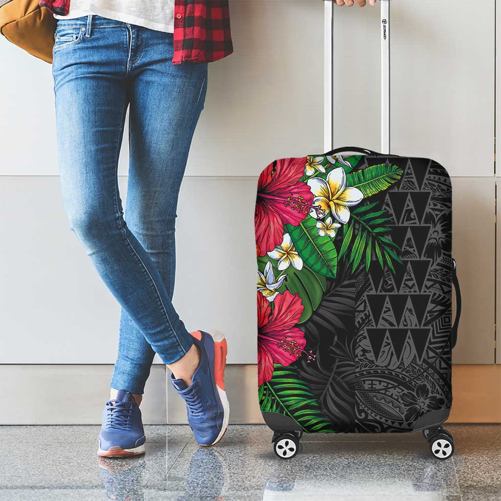 Hawaiian Tropical Plants Luggage Cover Kakau Tattoo and Polynesian Pattern Half Black Color LT03 - Polynesian Pride