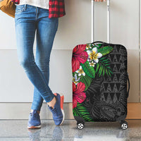 Hawaiian Tropical Plants Luggage Cover Kakau Tattoo and Polynesian Pattern Half Black Color LT03 - Polynesian Pride