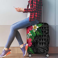 Hawaiian Tropical Plants Luggage Cover Kakau Tattoo and Polynesian Pattern Half Black Color LT03 - Polynesian Pride