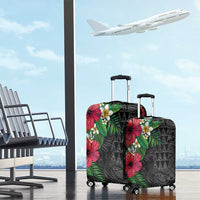 Hawaiian Tropical Plants Luggage Cover Kakau Tattoo and Polynesian Pattern Half Black Color LT03 - Polynesian Pride