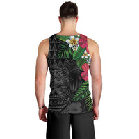 Hawaiian Tropical Plants Men Tank Top Kakau Tattoo and Polynesian Pattern Half Black Color LT03 - Polynesian Pride