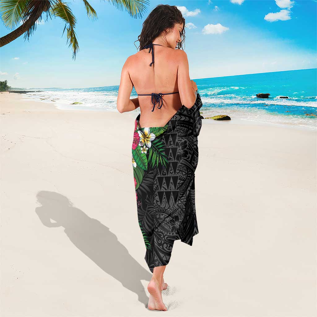 Hawaiian Tropical Plants Sarong Kakau Tattoo and Polynesian Pattern Half Black Color LT03 - Polynesian Pride