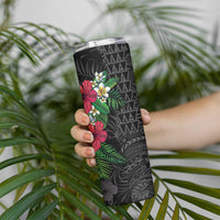 Hawaiian Tropical Plants Skinny Tumbler Kakau Tattoo and Polynesian Pattern Half Black Color LT03 - Polynesian Pride