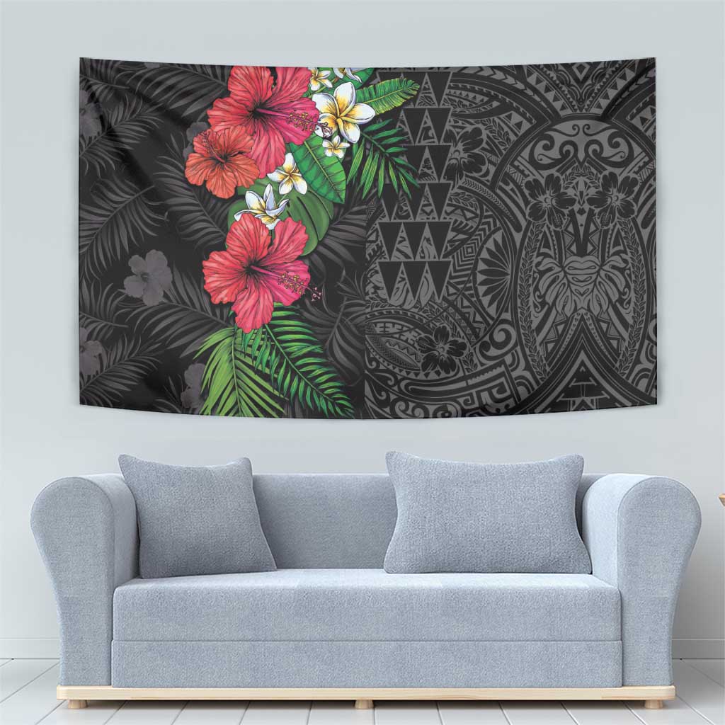 Hawaiian Tropical Plants Tapestry Kakau Tattoo and Polynesian Pattern Half Black Color LT03 - Polynesian Pride