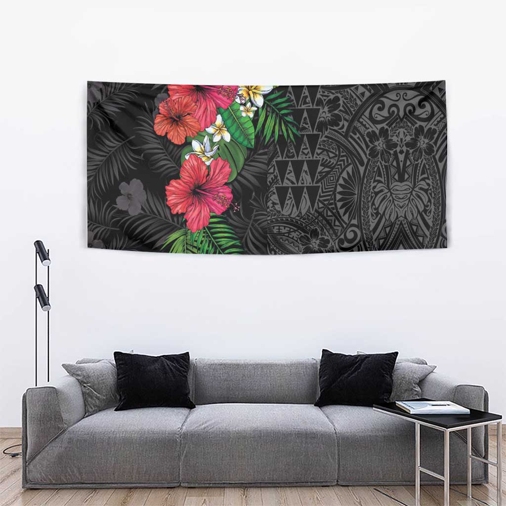 Hawaiian Tropical Plants Tapestry Kakau Tattoo and Polynesian Pattern Half Black Color LT03 - Polynesian Pride