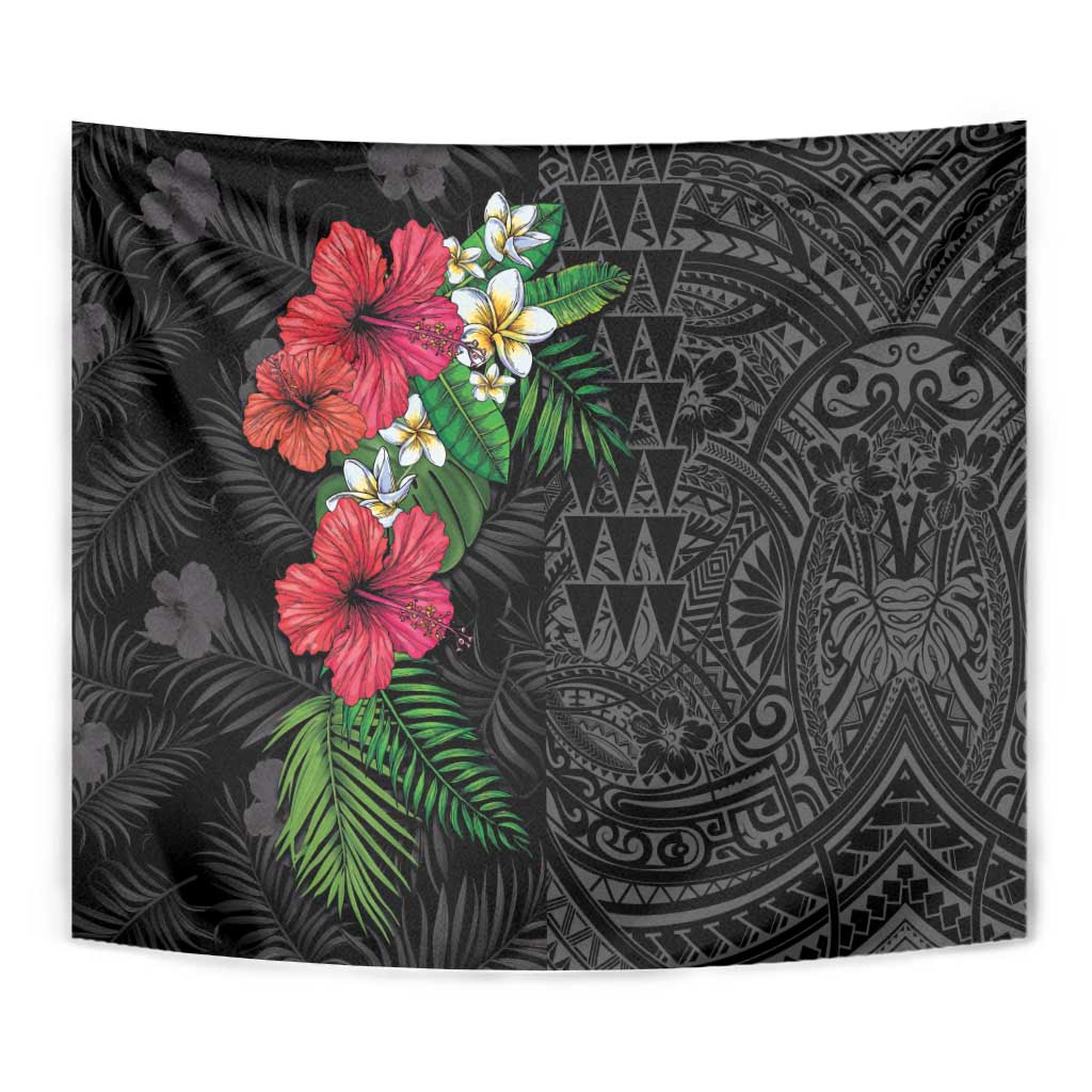 Hawaiian Tropical Plants Tapestry Kakau Tattoo and Polynesian Pattern Half Black Color LT03 - Polynesian Pride