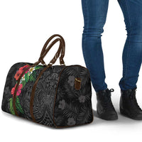 Hawaiian Tropical Plants Travel Bag Kakau Tattoo and Polynesian Pattern Half Black Color LT03 - Polynesian Pride