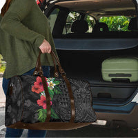 Hawaiian Tropical Plants Travel Bag Kakau Tattoo and Polynesian Pattern Half Black Color LT03 - Polynesian Pride
