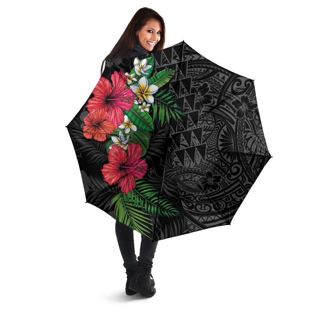 Hawaiian Tropical Plants Umbrella Kakau Tattoo and Polynesian Pattern Half Black Color LT03 - Polynesian Pride