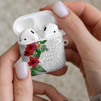 Hawaiian Tropical Plants AirPods Case Kakau Tattoo and Polynesian Pattern Half White Color LT03 - Polynesian Pride