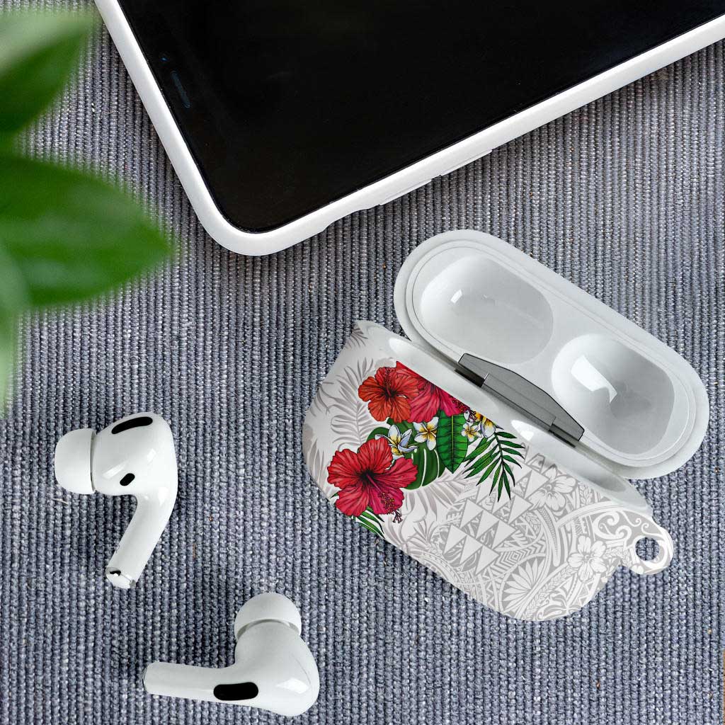 Hawaiian Tropical Plants AirPods Case Kakau Tattoo and Polynesian Pattern Half White Color LT03 - Polynesian Pride