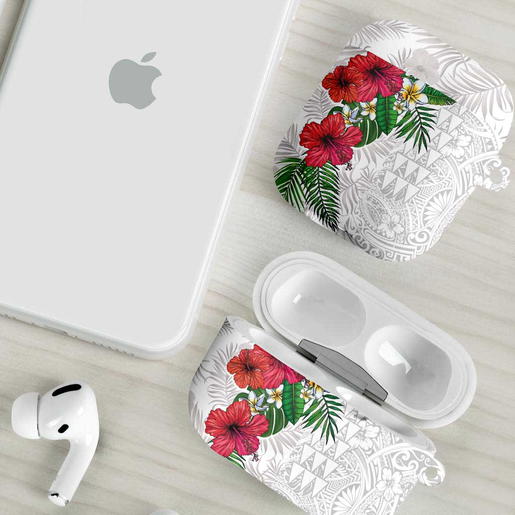 Hawaiian Tropical Plants AirPods Case Kakau Tattoo and Polynesian Pattern Half White Color LT03 - Polynesian Pride