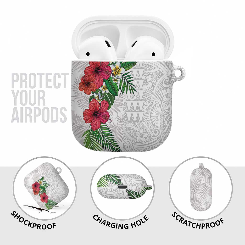 Hawaiian Tropical Plants AirPods Case Kakau Tattoo and Polynesian Pattern Half White Color LT03 - Polynesian Pride