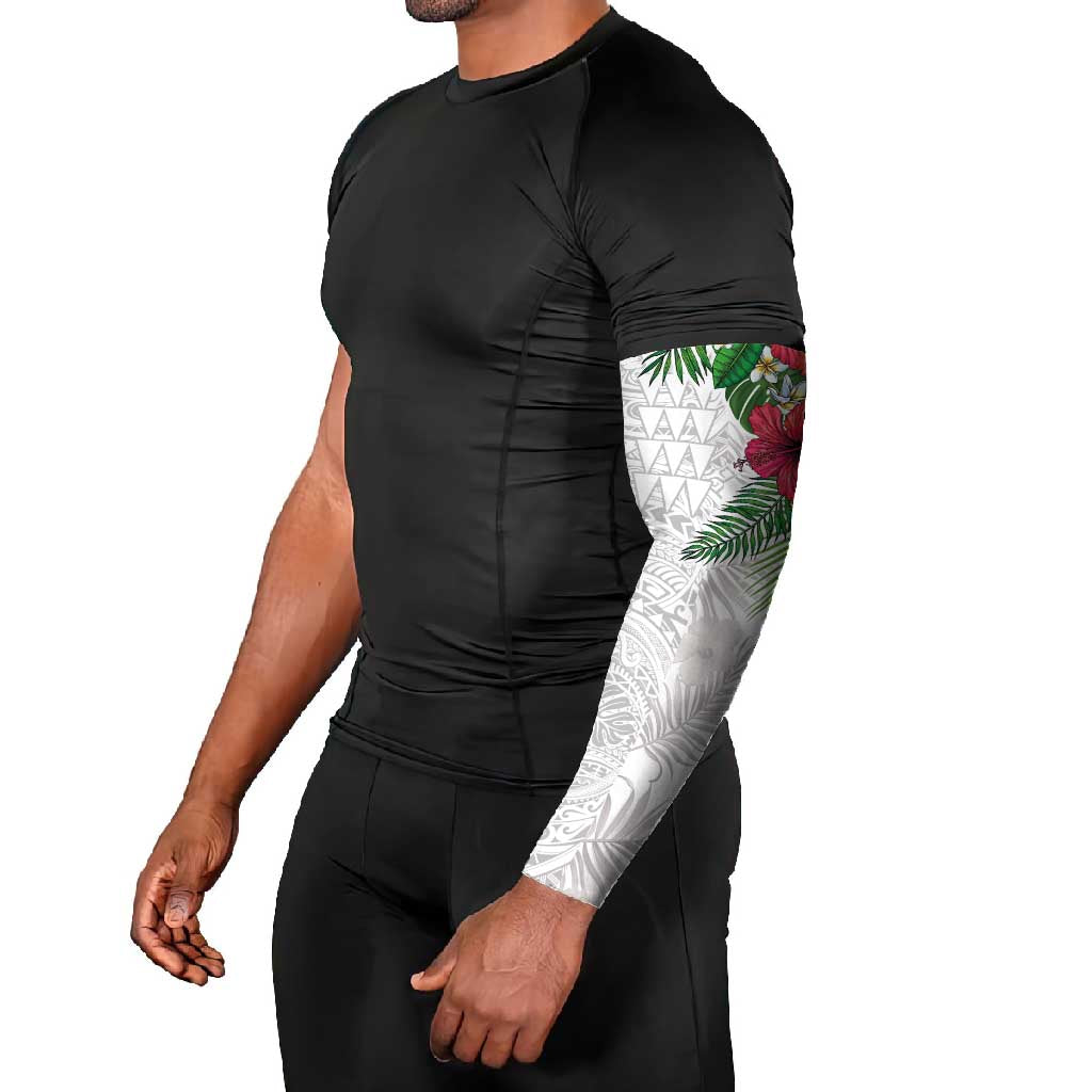 Hawaiian Tropical Plants Arm Sleeves Kakau Tattoo and Polynesian Pattern Half White Color LT03 - Polynesian Pride