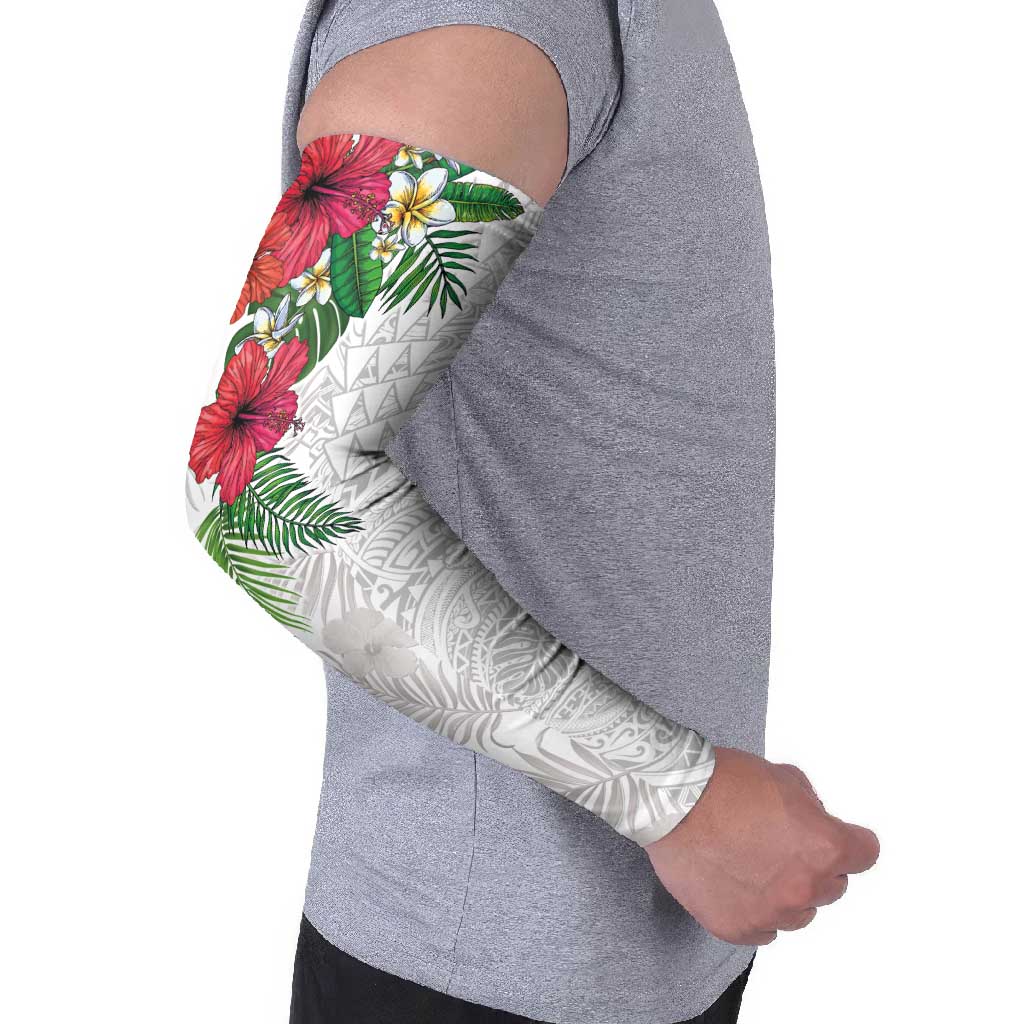 Hawaiian Tropical Plants Arm Sleeves Kakau Tattoo and Polynesian Pattern Half White Color LT03 - Polynesian Pride
