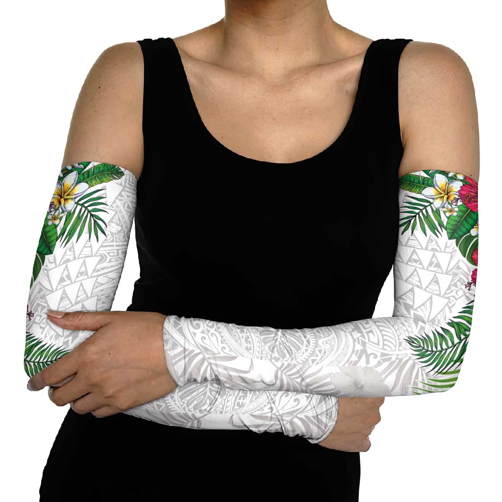 Hawaiian Tropical Plants Arm Sleeves Kakau Tattoo and Polynesian Pattern Half White Color LT03 - Polynesian Pride