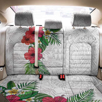 Hawaiian Tropical Plants Back Car Seat Cover Kakau Tattoo and Polynesian Pattern Half White Color LT03 - Polynesian Pride