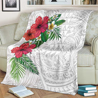 Hawaiian Tropical Plants Blanket Kakau Tattoo and Polynesian Pattern Half White Color LT03 - Polynesian Pride