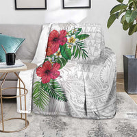 Hawaiian Tropical Plants Blanket Kakau Tattoo and Polynesian Pattern Half White Color LT03 - Polynesian Pride