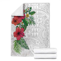 Hawaiian Tropical Plants Blanket Kakau Tattoo and Polynesian Pattern Half White Color LT03 - Polynesian Pride