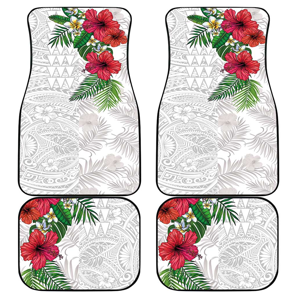 Hawaiian Tropical Plants Car Mats Kakau Tattoo and Polynesian Pattern Half White Color LT03 - Polynesian Pride