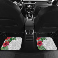 Hawaiian Tropical Plants Car Mats Kakau Tattoo and Polynesian Pattern Half White Color LT03 Set 2pcs - Back White - Polynesian Pride