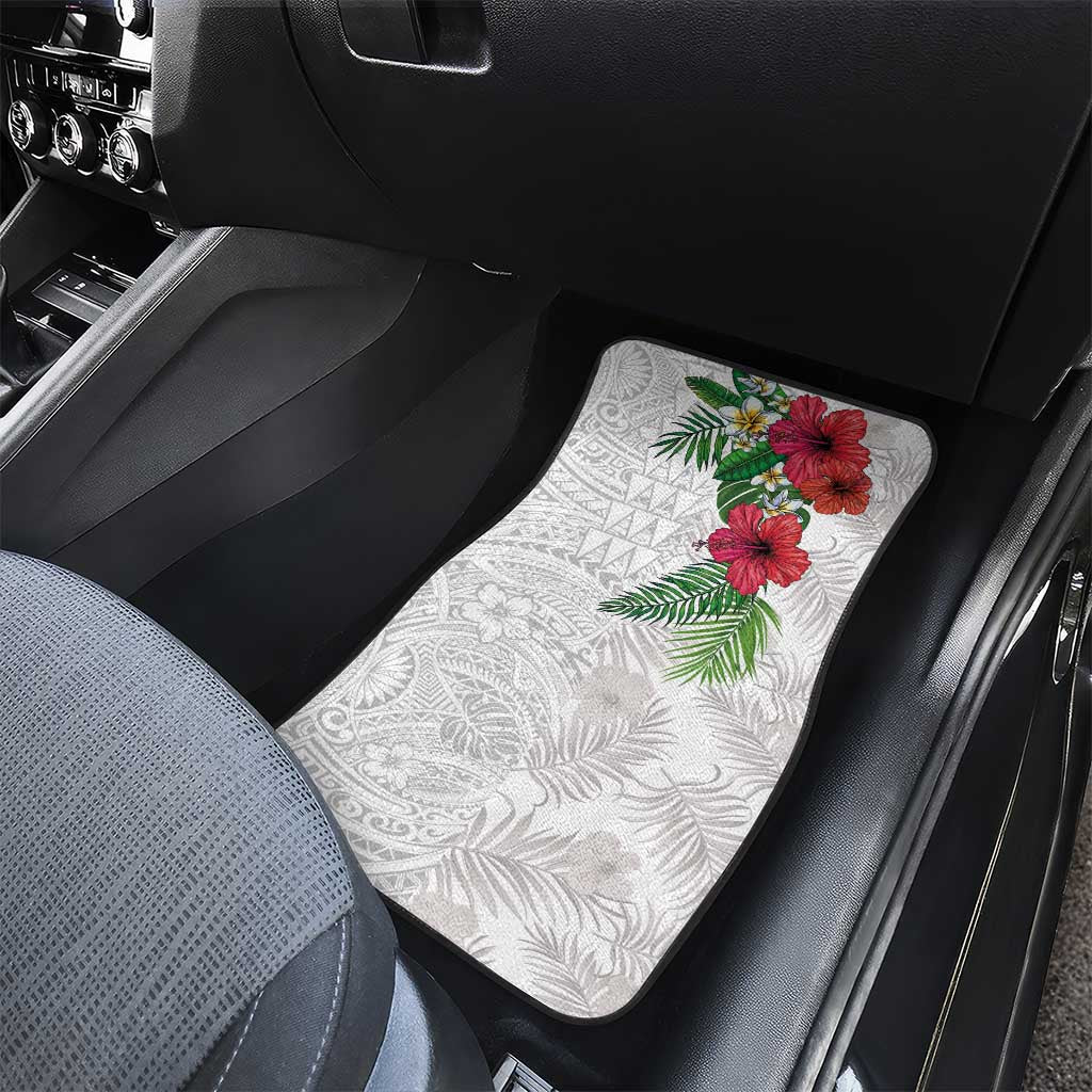 Hawaiian Tropical Plants Car Mats Kakau Tattoo and Polynesian Pattern Half White Color LT03 - Polynesian Pride