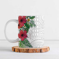 Hawaiian Tropical Plants Ceramic Mug Kakau Tattoo and Polynesian Pattern Half White Color LT03 White - Polynesian Pride