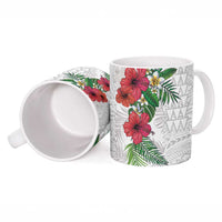 Hawaiian Tropical Plants Ceramic Mug Kakau Tattoo and Polynesian Pattern Half White Color LT03 - Polynesian Pride