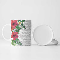 Hawaiian Tropical Plants Ceramic Mug Kakau Tattoo and Polynesian Pattern Half White Color LT03 - Polynesian Pride