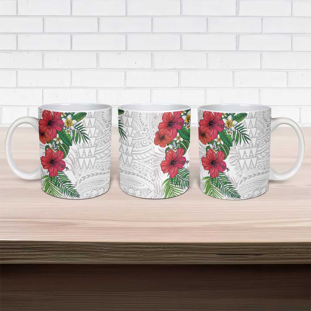 Hawaiian Tropical Plants Ceramic Mug Kakau Tattoo and Polynesian Pattern Half White Color LT03 - Polynesian Pride