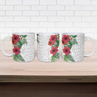 Hawaiian Tropical Plants Ceramic Mug Kakau Tattoo and Polynesian Pattern Half White Color LT03 - Polynesian Pride