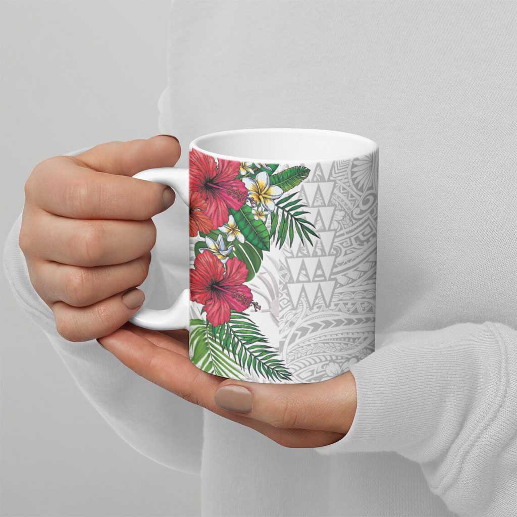 Hawaiian Tropical Plants Ceramic Mug Kakau Tattoo and Polynesian Pattern Half White Color LT03 - Polynesian Pride